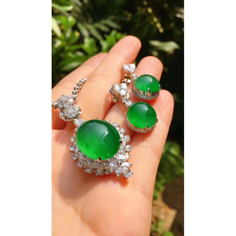 Jade Ring Earrings/Stud Earrings Pendant Set Natural a