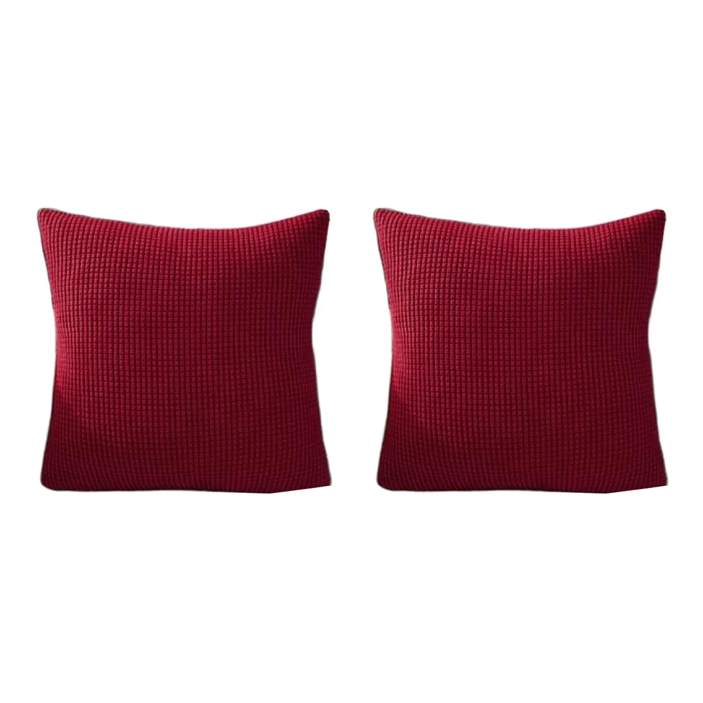Corn Fleece Pillow Covers Set of 2 for Sofa and Living Room Square Lumbar Cases 45x45 cm Size with Shape Retention