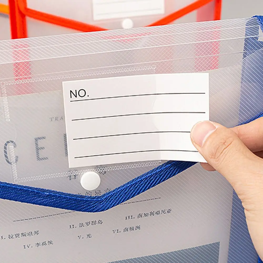 Botão de imprensa saco de arquivo a4 grande capacidade à prova dwaterproof água saco de documentos vertical estéreo transparente organizador de arquivo de volta à escola