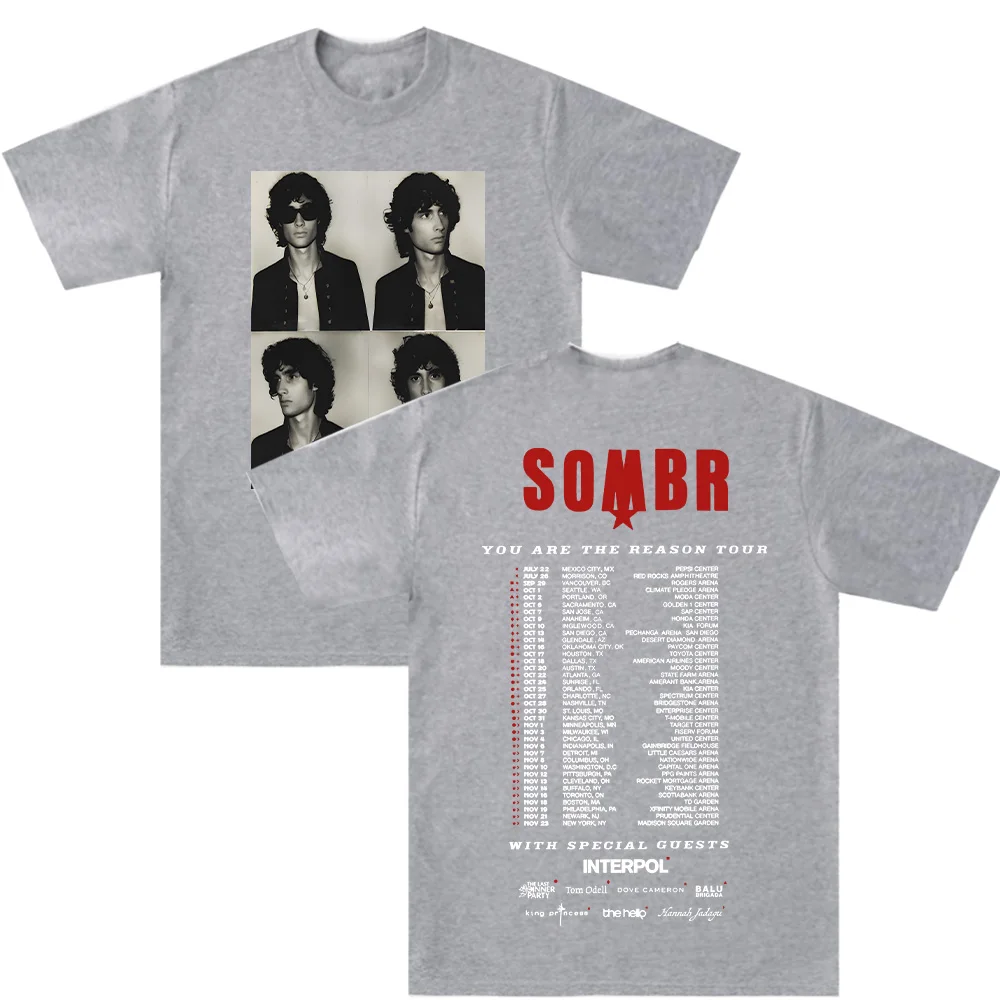 Sombr You Are The Reason Tour T-shirt Vintage Graphic Ptint T Shirt Women Men O Neck Short Sleeve Casual High Quality Cotton Top