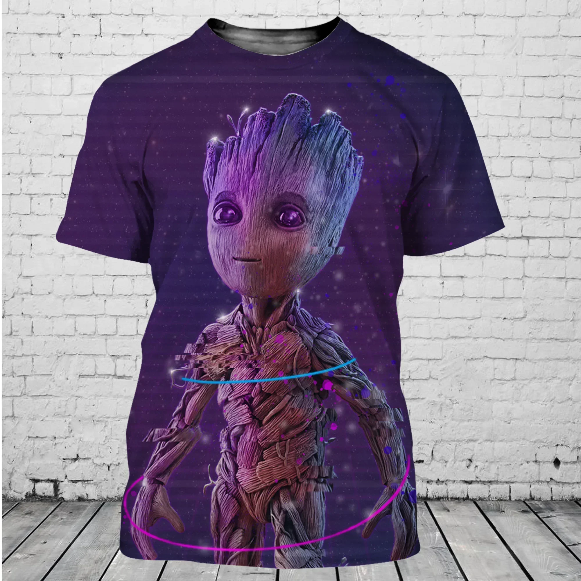 

3D Printed Quick-drying Breathable Sports Teenagers and Children 100-160 Disney-themed Guardians of The Galaxy Groot T-shirt