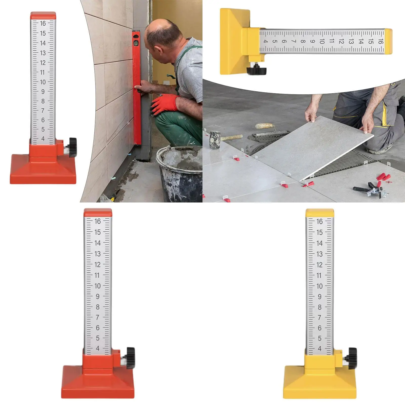 Aluminum Alloy Tile Leveling Ruler Double Side Scale Horizontal Positioning Tool for Flooring Work Portable Drop Resistant