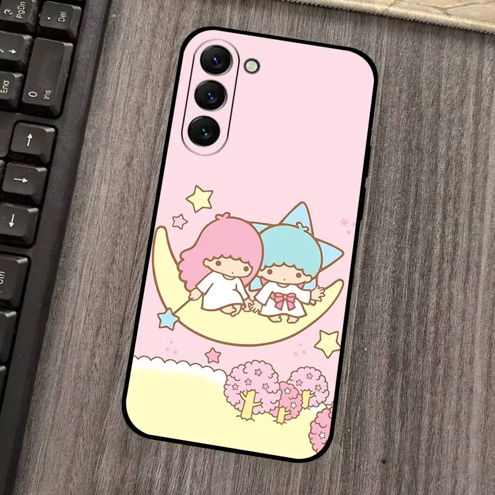 حافظة هاتف L-Little Twin Stars لهاتف سامسونج S24/S25/S22 S30/A51 52/Lite/Ultra/5G/Plus/FE - حماية رفيعة ضد الصدمات باللون الأسود #3