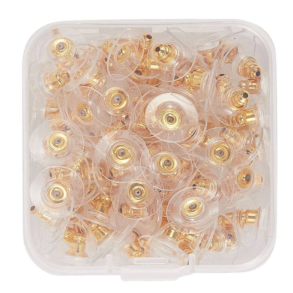 

100pcs Earring Plugs Box Ear Back Stoppers Silicone Non Allergic Jewelry Accessories For Post Hook Earrings Safe Travel