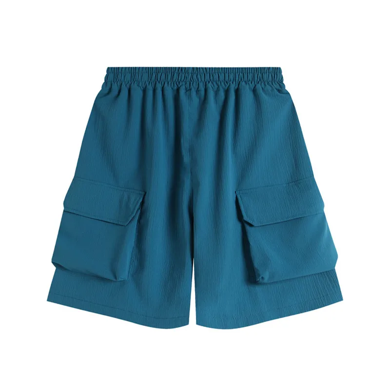 Celana Pendek Kasual Musim Panas Baru Celana Pendek Olahraga Cepat Kering Elastis Warna Murni Pria Celana Pendek Overall Multi-saku Latihan Pakaian Olahraga Jogger