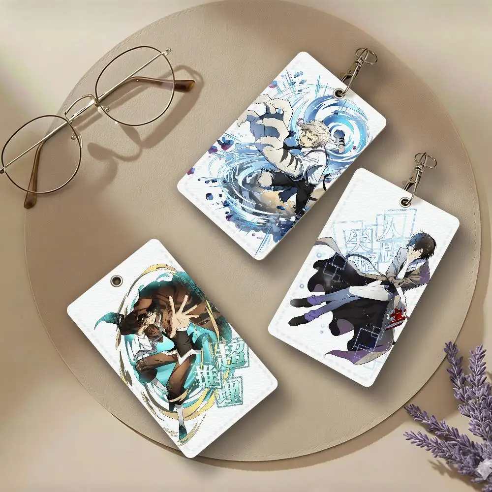 Bungo Stray Dogs Anime PU Leather Card Holders Anti-lost Student ID Protective Cover Cases Campus Access Cards Key Chain