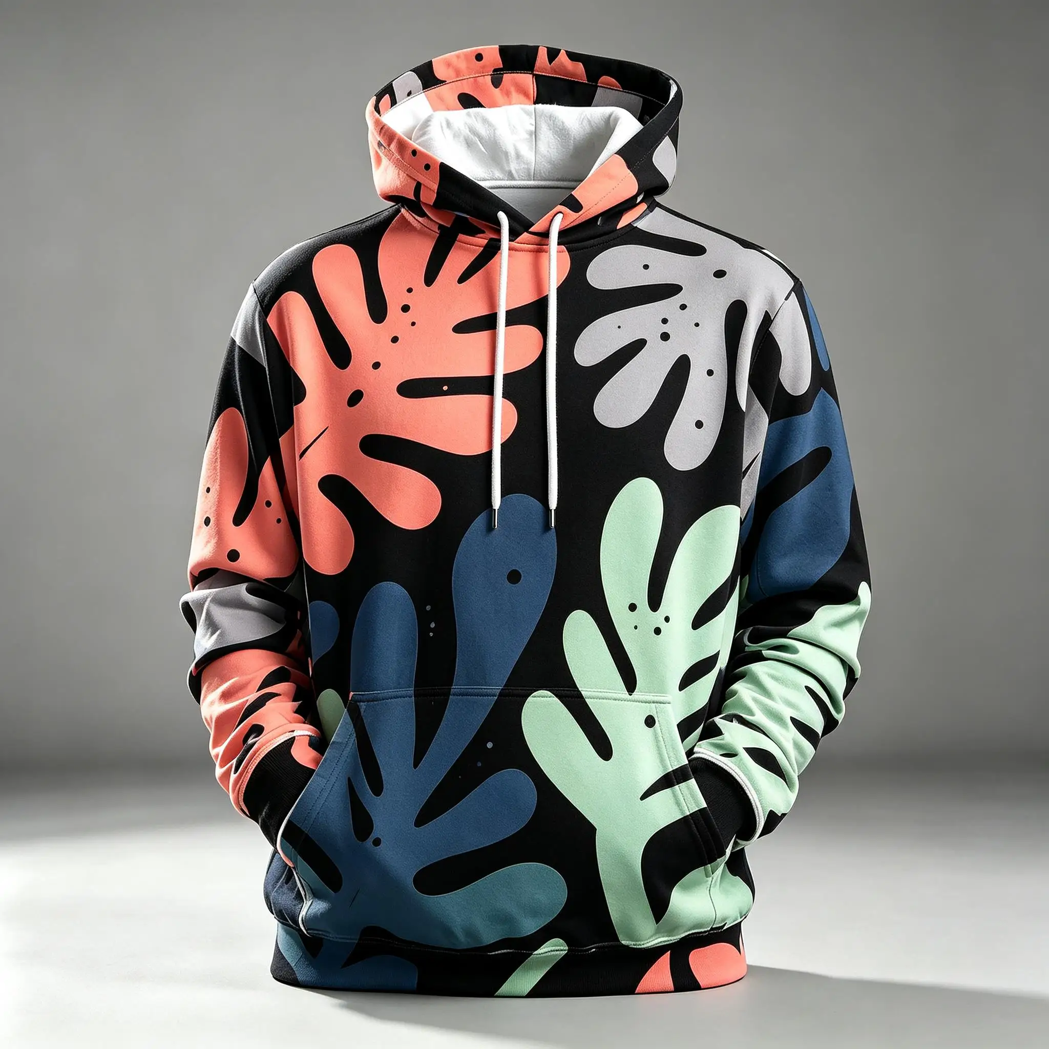 Men's Hoodie Neon Abstract Splatter Pattern Print Stylish Pullover Sweatshirt for Streetwear Hip Hop Theme Party Wear