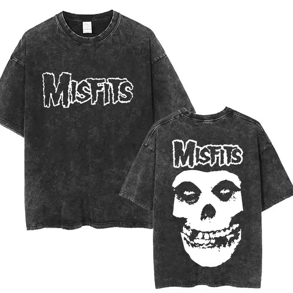 

Винтажная футболка Misfits в стиле хардкор-панк с принтом «Ужасный скелет», мужская и женская, модная повседневная футболка оверсайз
