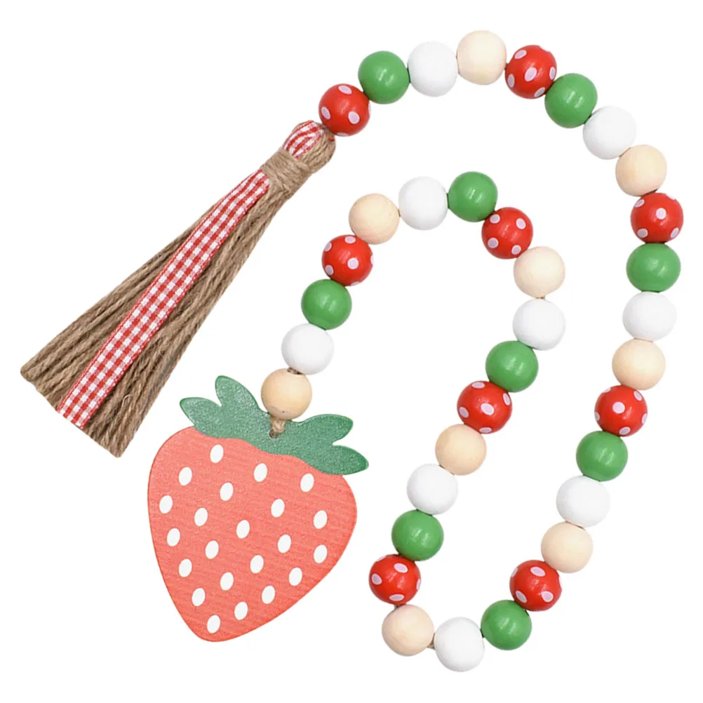 

Strawberry Wood Bead Garland Rustic Farmhouse Tiered Tray Decor Corrosion Resistant Natural Wooden Beads String Tassel Pendant