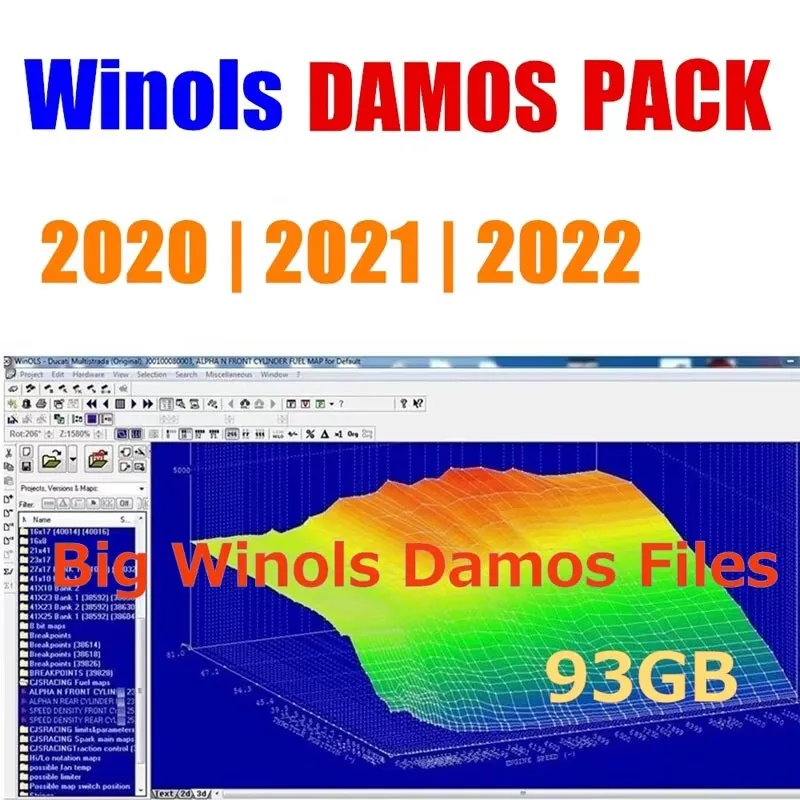 New  Winols 4.51 Software+93GB WINOLS DAMOS Big Archive Damos Mappacks NEW 2022 2021 2020 Chip Tuning Maps Files free install