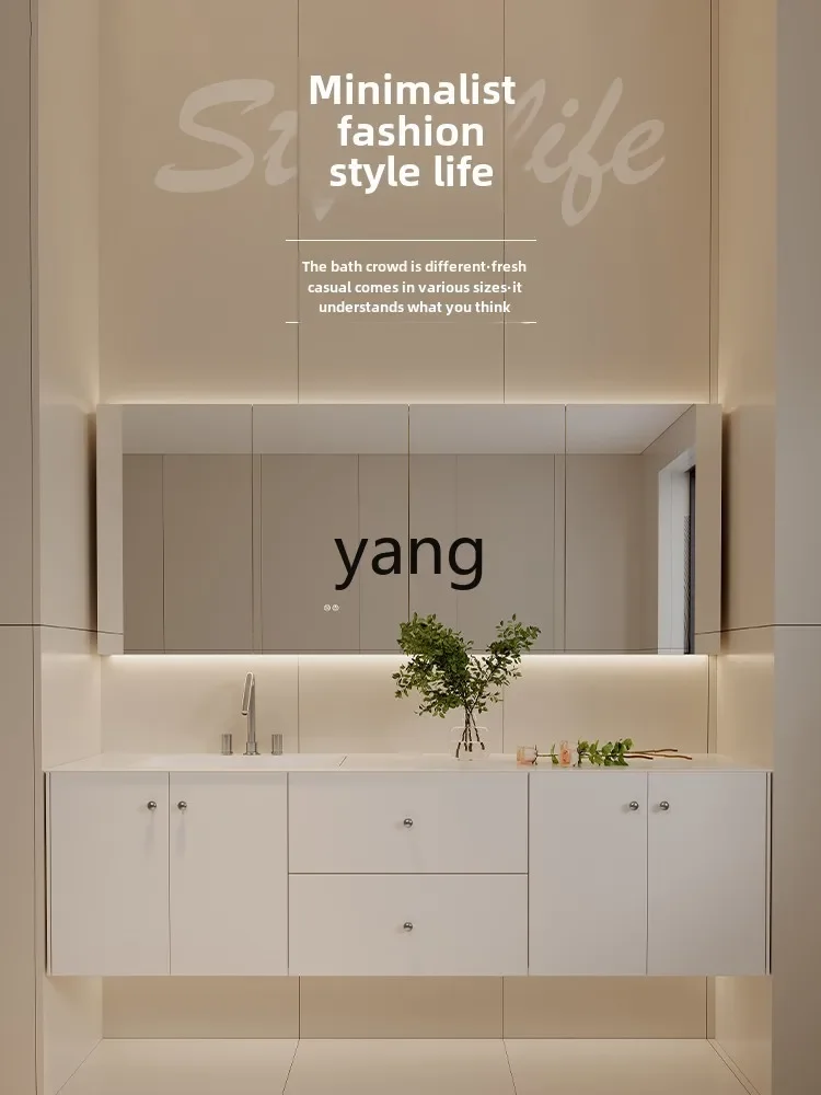 

ltt oak lacquered rock slab ceramic integrated bathroom cabinet combination wash basin washbasin