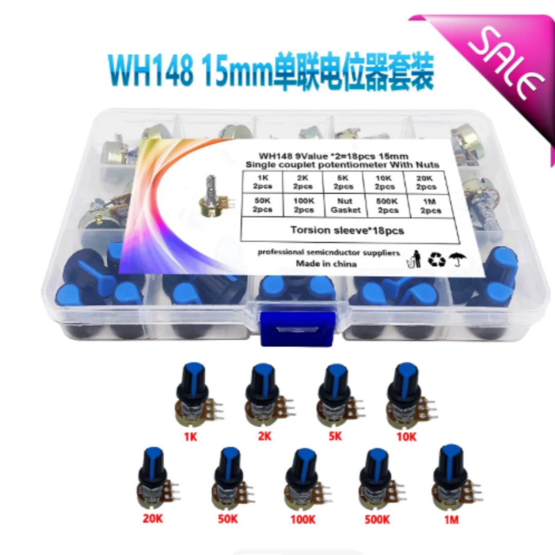 WH148 Single-unit B1/5/10/20/50/100/500K 1M Power Amplifier Volume Rotary Potentiometer Switch