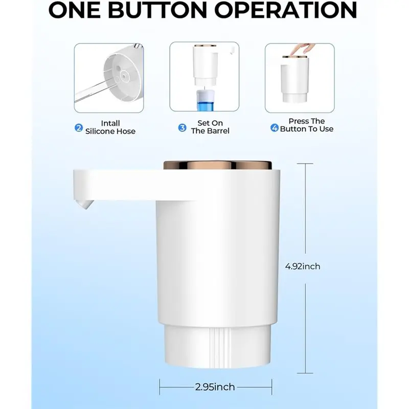 Pompe à bouteille d'eau AC39, pompe distributrice d'eau électrique Portable pour bouteilles de 5 gallons, chargement USB, pour la maison, la cuisine, la salle de Camping