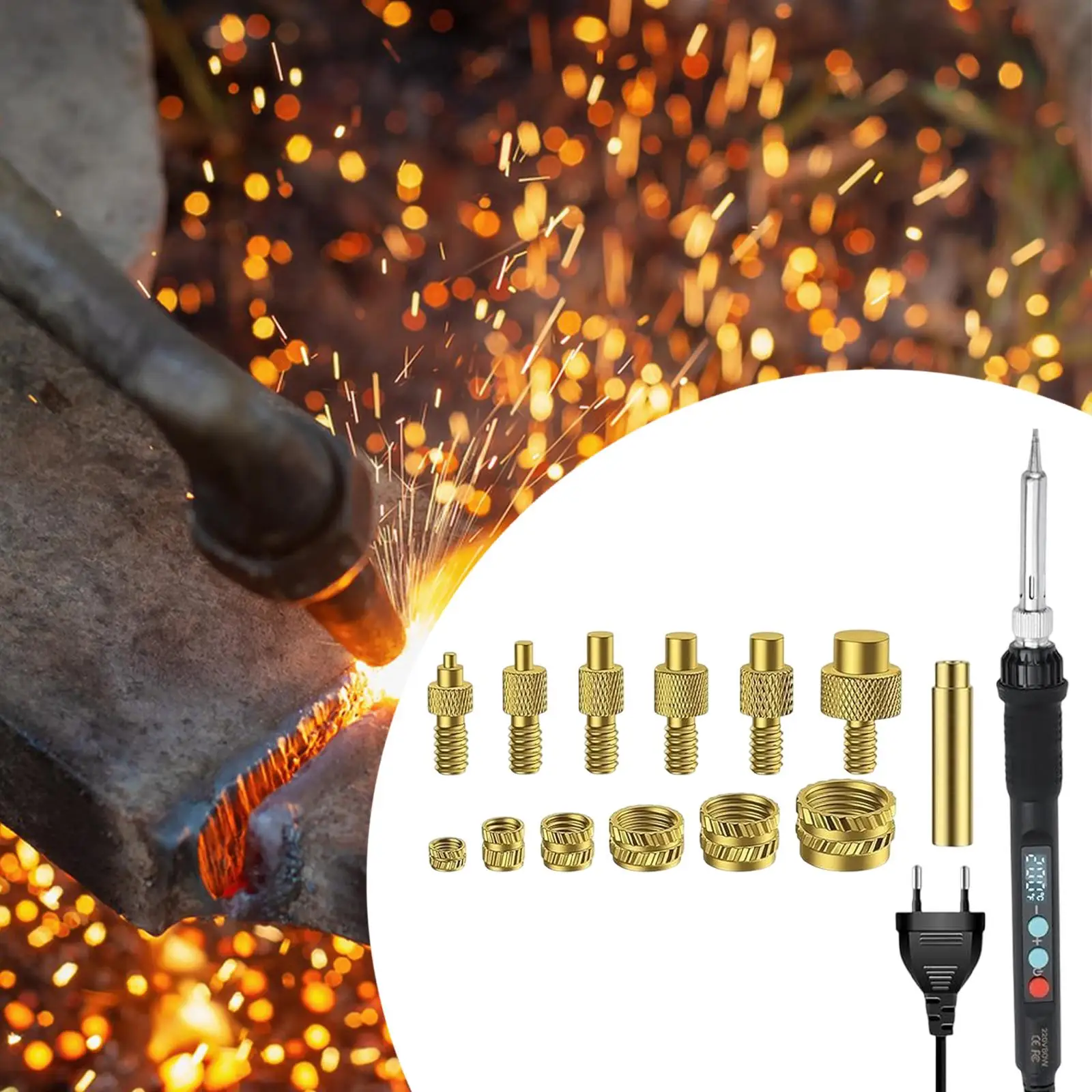 Threaded Insert Soldering Kit Ergonomic with Four Ventilation Holes 80W Soldering Iron Professional Electric Soldering Iron Kit