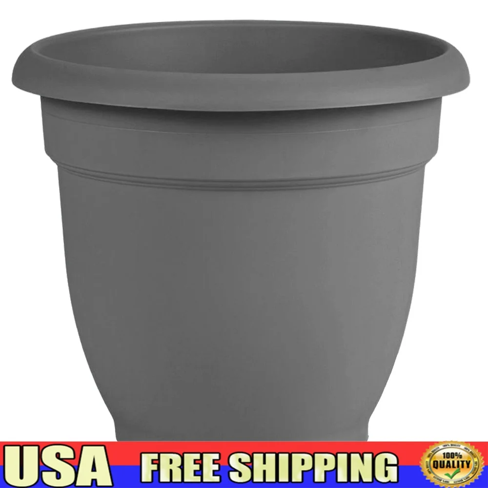 

Durable 16 Inch Resin Pot Planter Self Watering Disk Indoor Outdoor Use 6 Gallon Capacity Weather Resistant Gardening Container