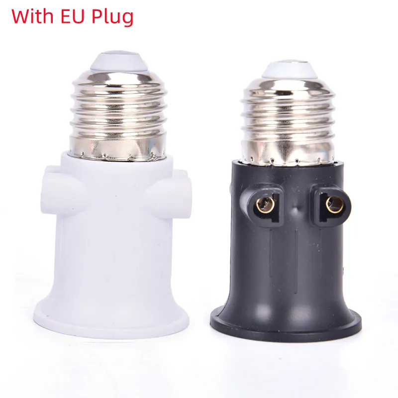 New Fireproof E27 Bulb Adapter Lamp Holder Base Socket With EU Plug AC 100-240V 4A Light Bulb Converter