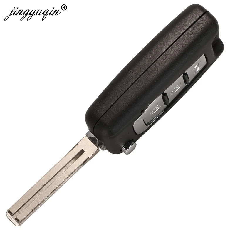 jingyuqin Flip Remote Key Shell Switchblade For Ssangyong Korando New Actyon C200 2016 2017 3 Button Folding Car Key Shell Case