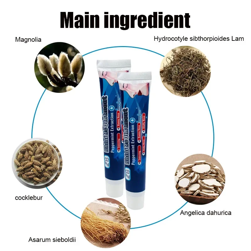 Pomada Nasal Herbal para Tratamento de Rinite, Rinite e Sinusite, Rinite Creme, Comichão e Rinite, Ajudar a Respirar e Respirar, 20g, 3PCs