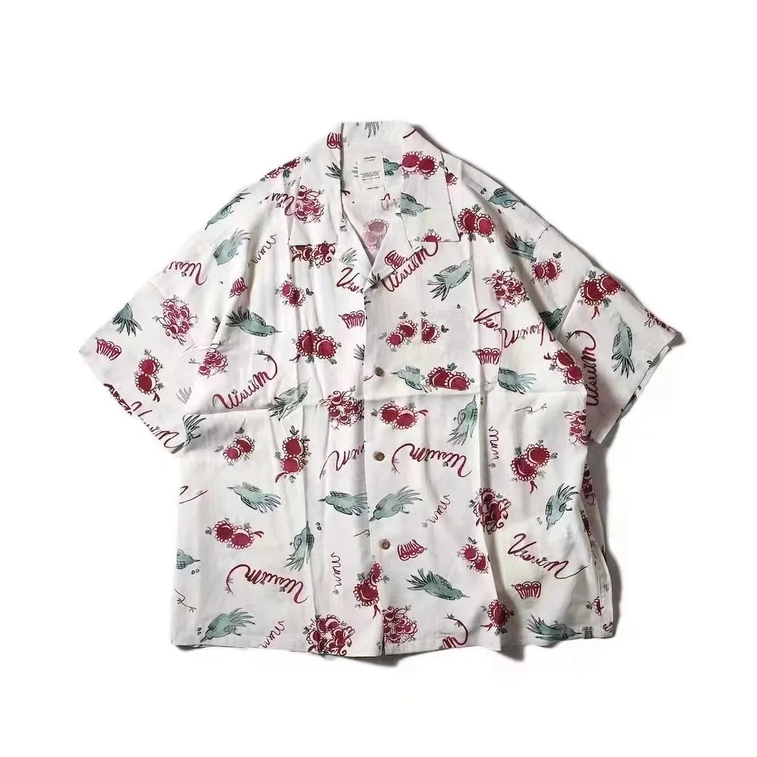 VISVIM22SS Hummingbird Printed Hawaiian Sun Tide Men's and Women's Casual Loose Short Sleeved Shirts