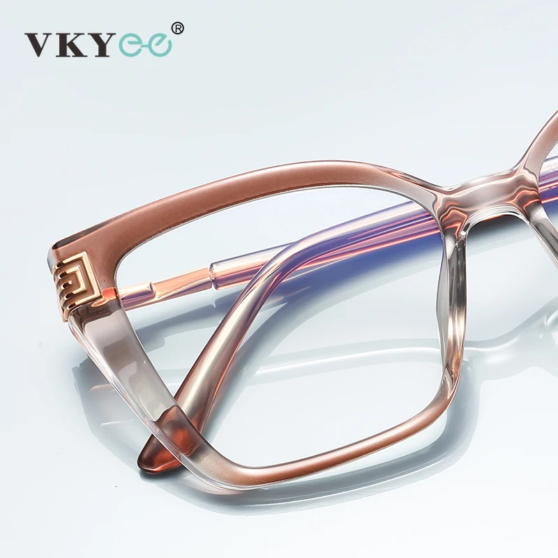 VKYEE Geometric Large Frame Personalized Fashion Design Ladies Blue Light Reading Glasses Customizable Prescription PFD2260