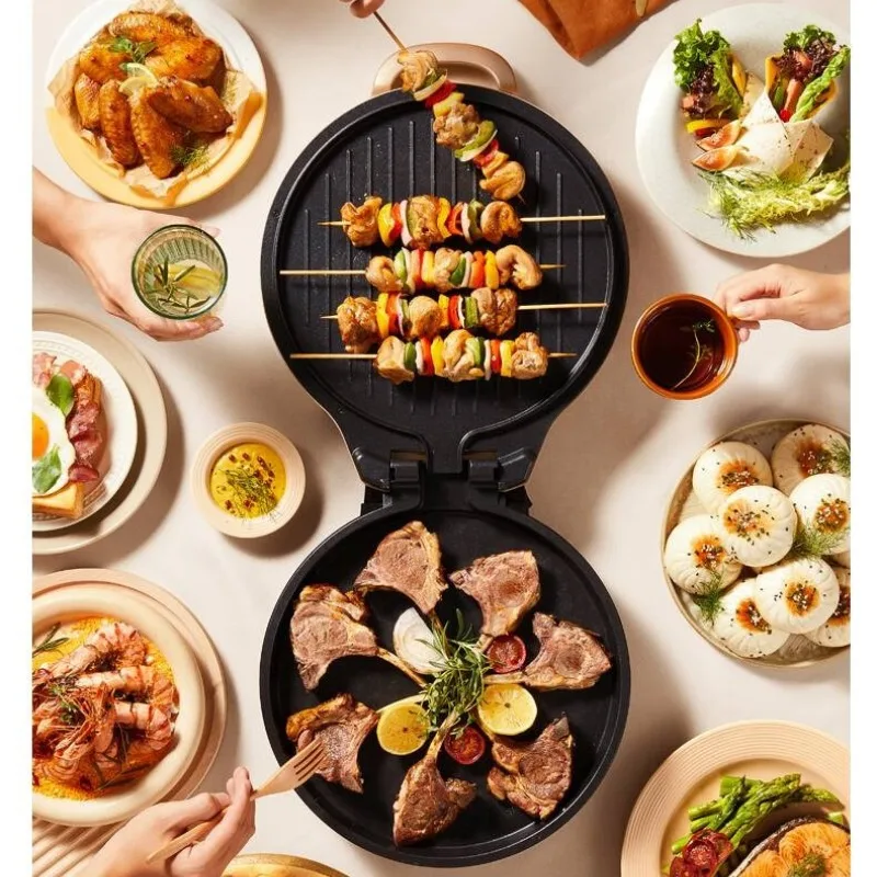 Electric pancake pan, multifunctional double-sided heating baking tray, suspended mechanical frying and baking integrated