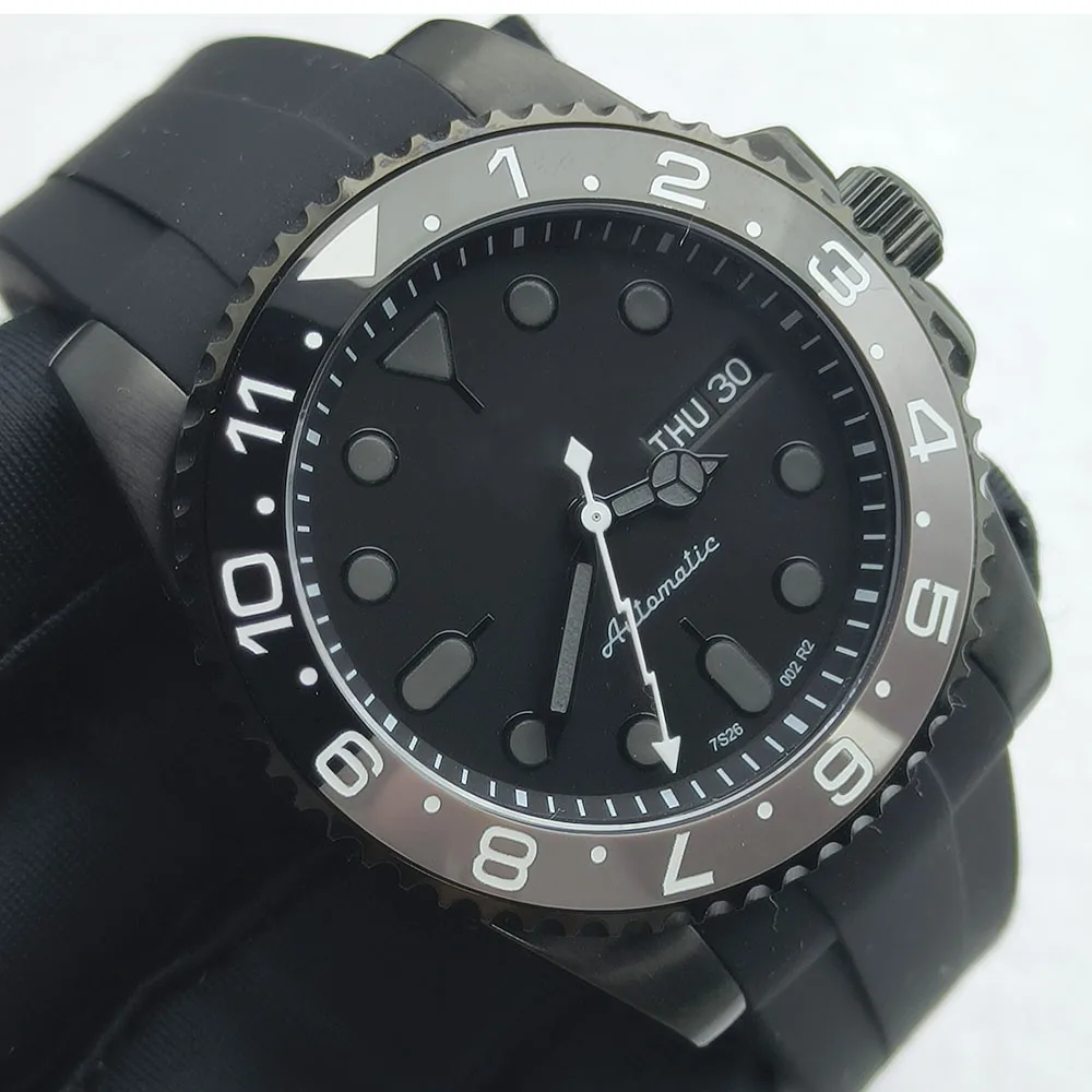 40MM NH36 Watch Black Men's Stainless Steel Mechanical Watch S Logo Sapphire Glass Modified Watch NH36 Movement