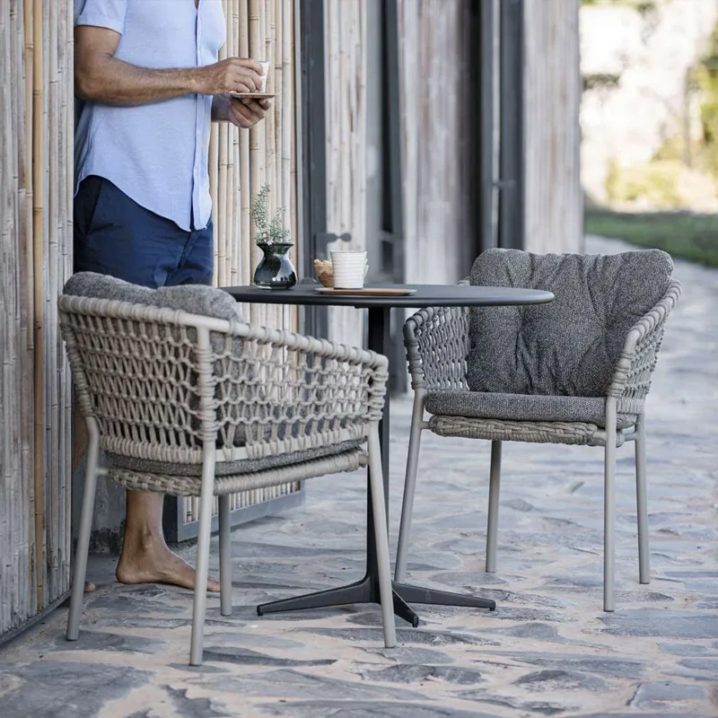 Outdoor rattan three-piece set of tables and chairs Balcony Small courtyard Outdoor simple leisure yard Terrace Garden Sun room