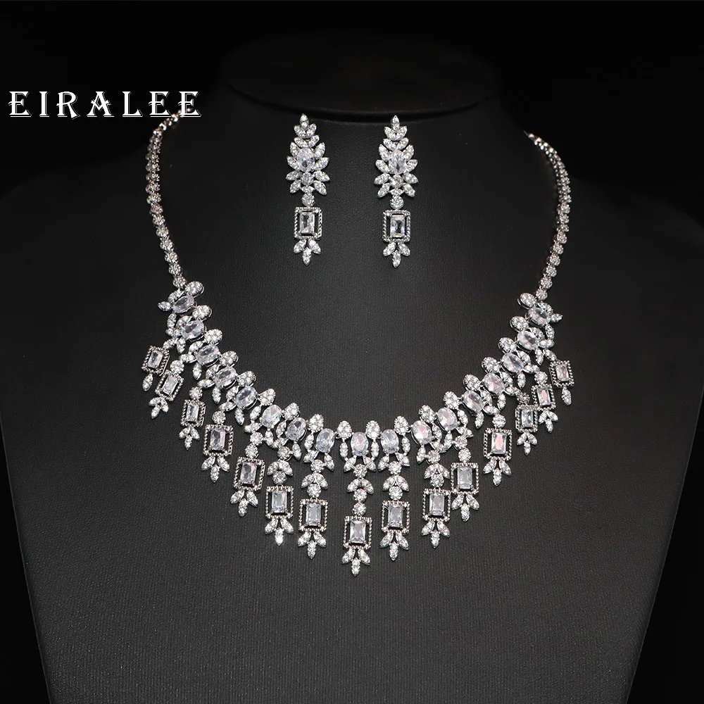 

Eiralee 2025 new model cubic zirconia luxury jewelry, including necklaces, earrings, bracelets, open ring sets, and wedding jewe