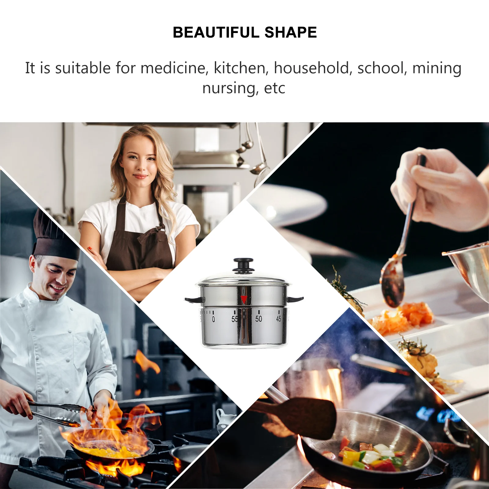 

Mechanical Kitchen Timer 60 Mins Silver Color for Cooking Baking Energy Saving Ring Alert Gift Kitchen Timer