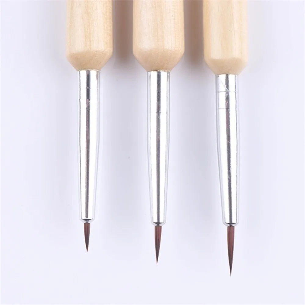 3Pcs Set Multifunction Nail Art Liner Brushes Wooden Handle Fine Liner Points French Nail Design Brushes Professional 3D Tips