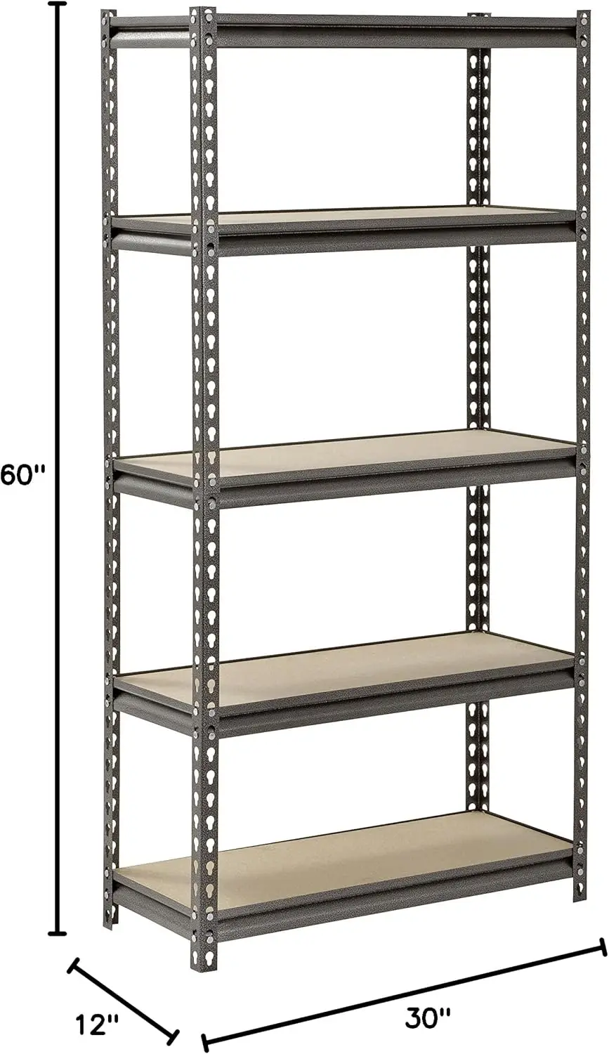 cle Rack Ur301260Pb5P-Sv Silver Vein Steel Storage Rack, 5 Adjustable Shelves, 4000 Lb. Capacity, 60