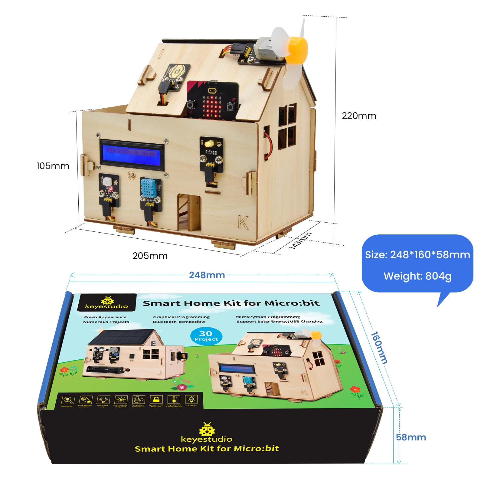 Keyestudio Microbit V2 Starter Kit  Smart Home Kit V2 for BBC Micro:Bit Starter Kit DIY STEM Python & Makecode Programming kit