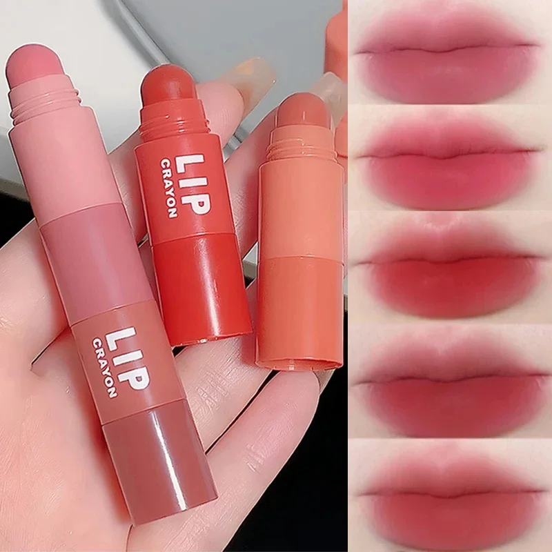 Kit pensil lipstik Matte 4 dalam 1, Set kosmetik bibir riasan pena lipstik multiwarna cangkir tidak lengket warna merah beludru seksi