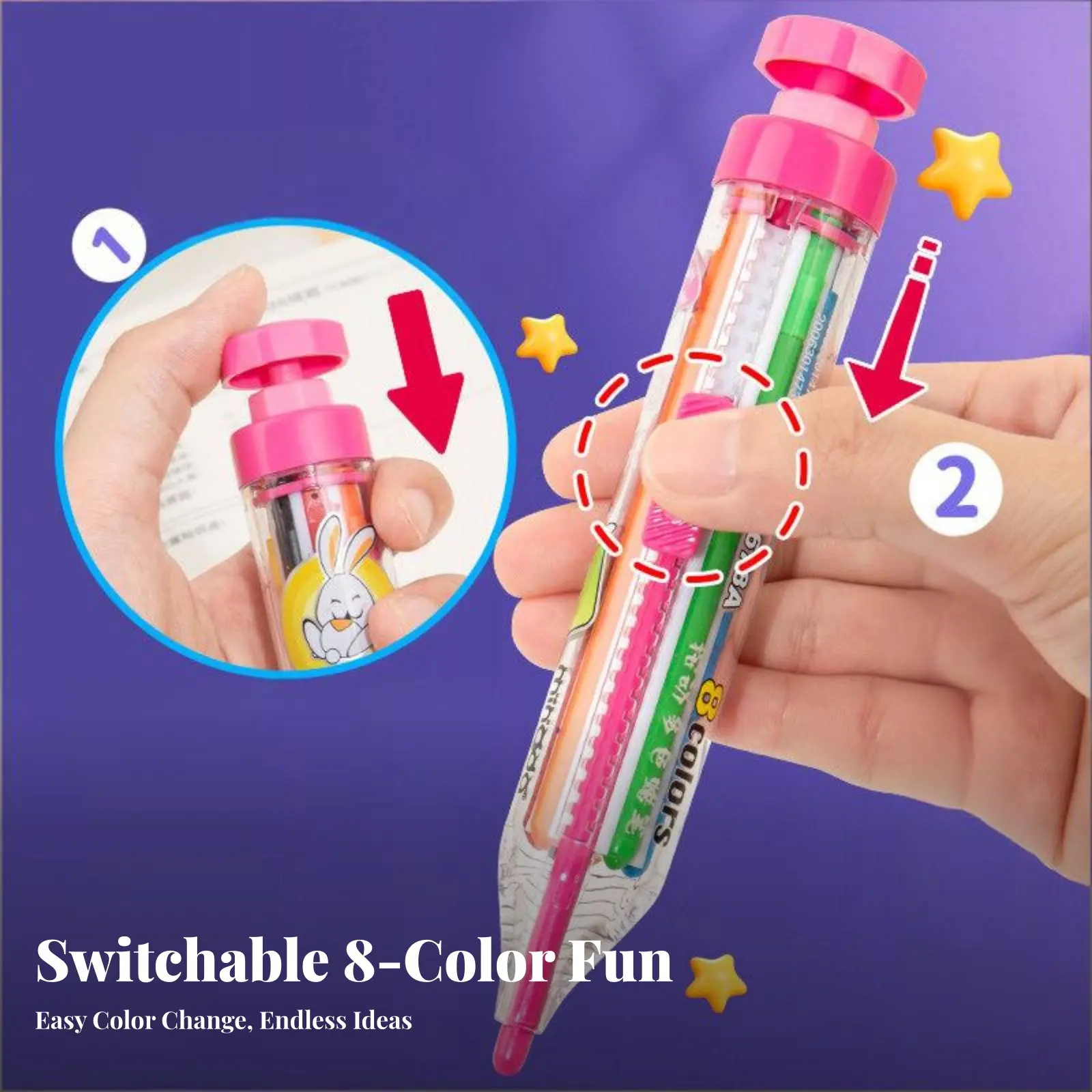 Push-Action Multi-Crayon Pen Water-Soluble kids' Art Supply Break-Resistant for Preschoolers, Parents, School, Outings, Home
