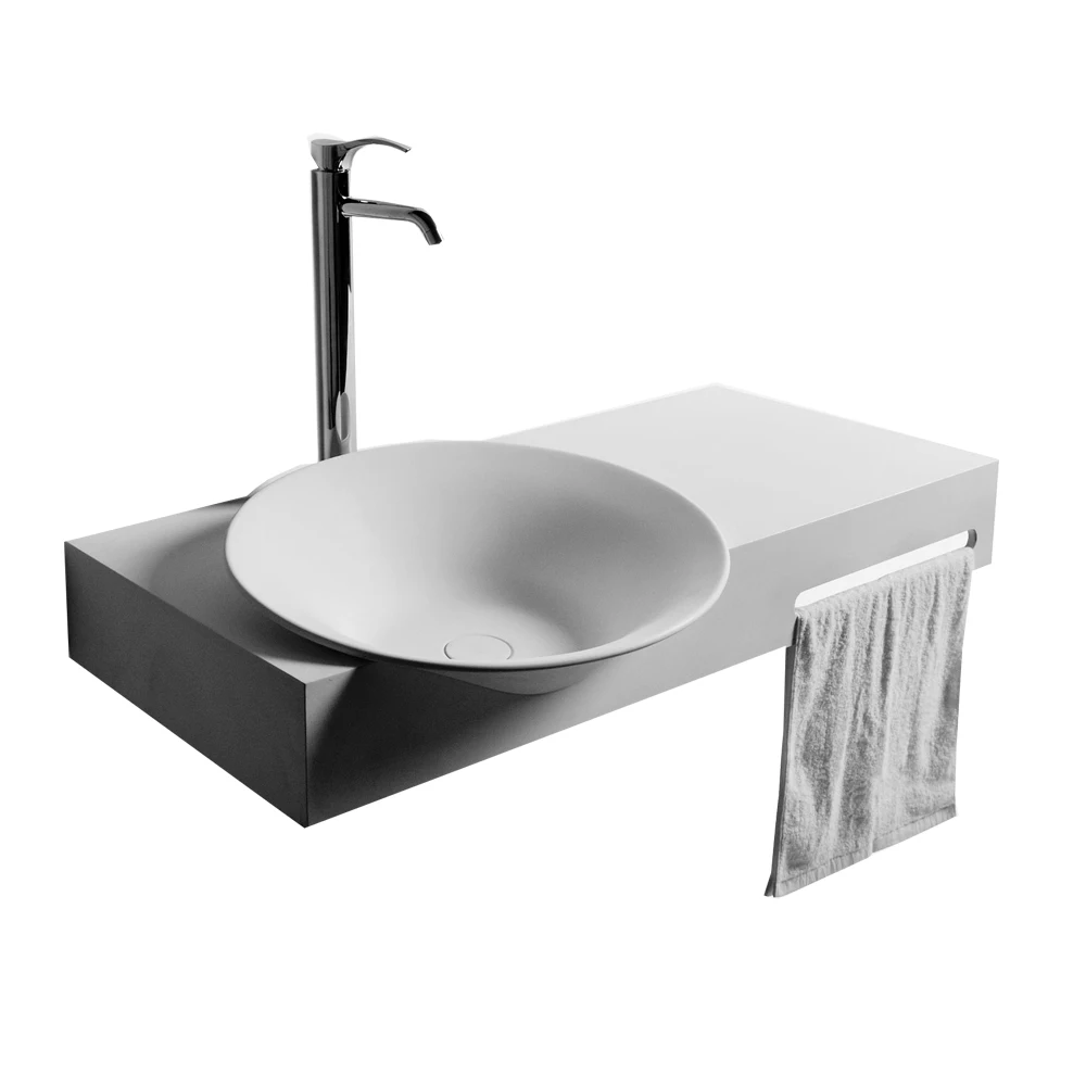 Hola Designer 600 mm Solid Surface Stone Wash Basin Towel Rack  RS3889-1A