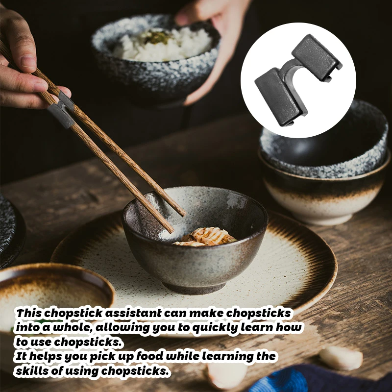 20Pcs Reusable Chopstick Helpers Training Chinese Chopsticks Black For Kids Beginner Trainers Or Learner Chopsticks Connectors