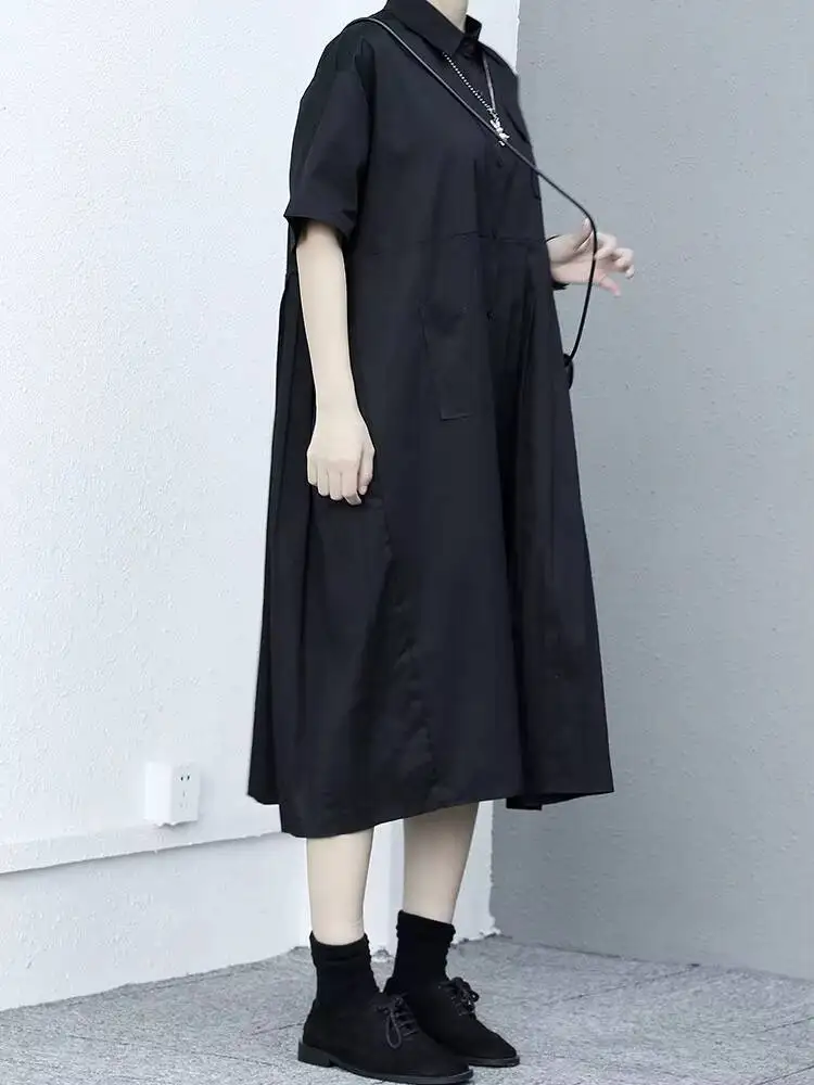 Abito da donna camicia gonna estate nuovo risvolto pieghettato monopetto Design moda tendenza Casual abito allentato