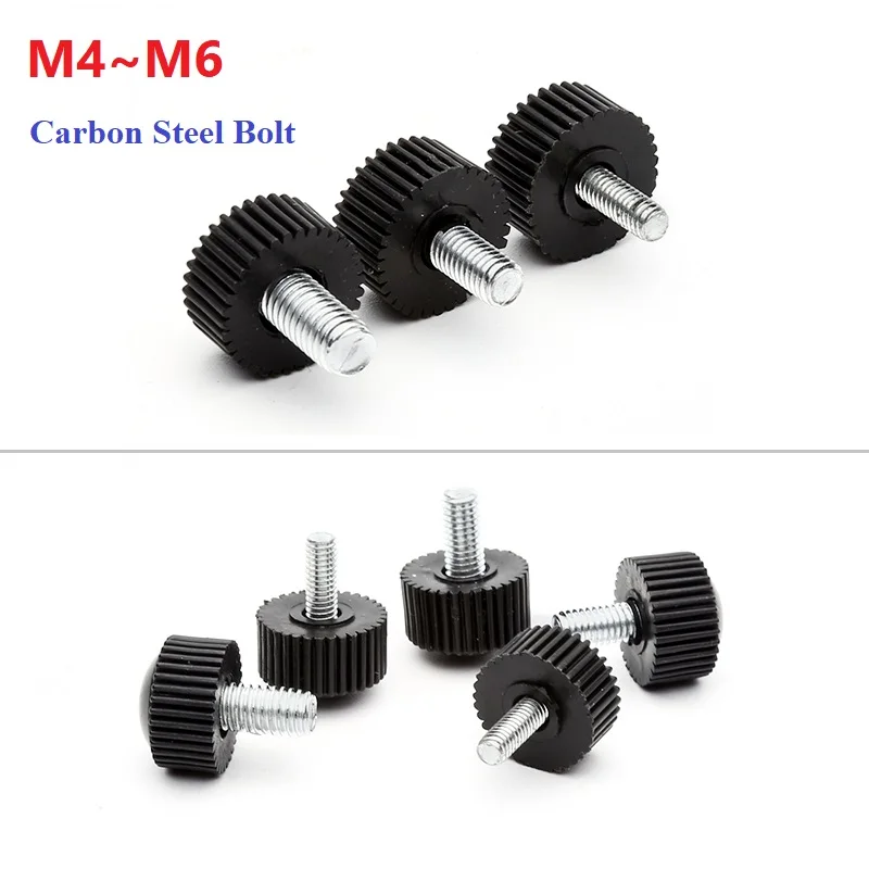 Round Knurled Rubber Thumb Screw Plastic Tighten Bolt Knob Galvanized Carbon Steel M4 M5 M6 Round Head Handle Hand Screw