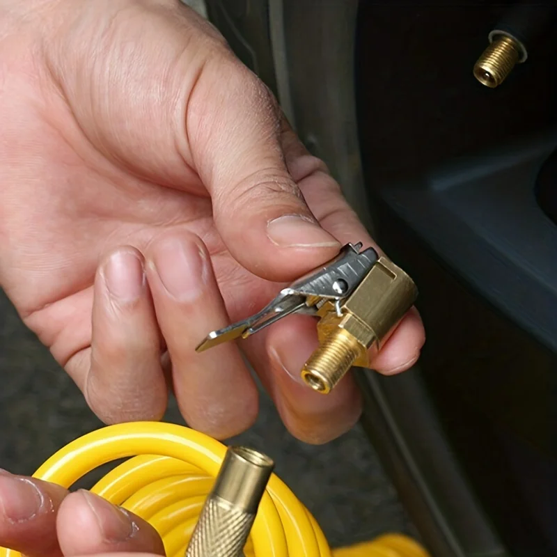 Car Tire Air Chuck Inflator Pump Valve Connector Clip-on Adapter Car Brass 8mm Tyre Wheel Valve For Inflatable Pump