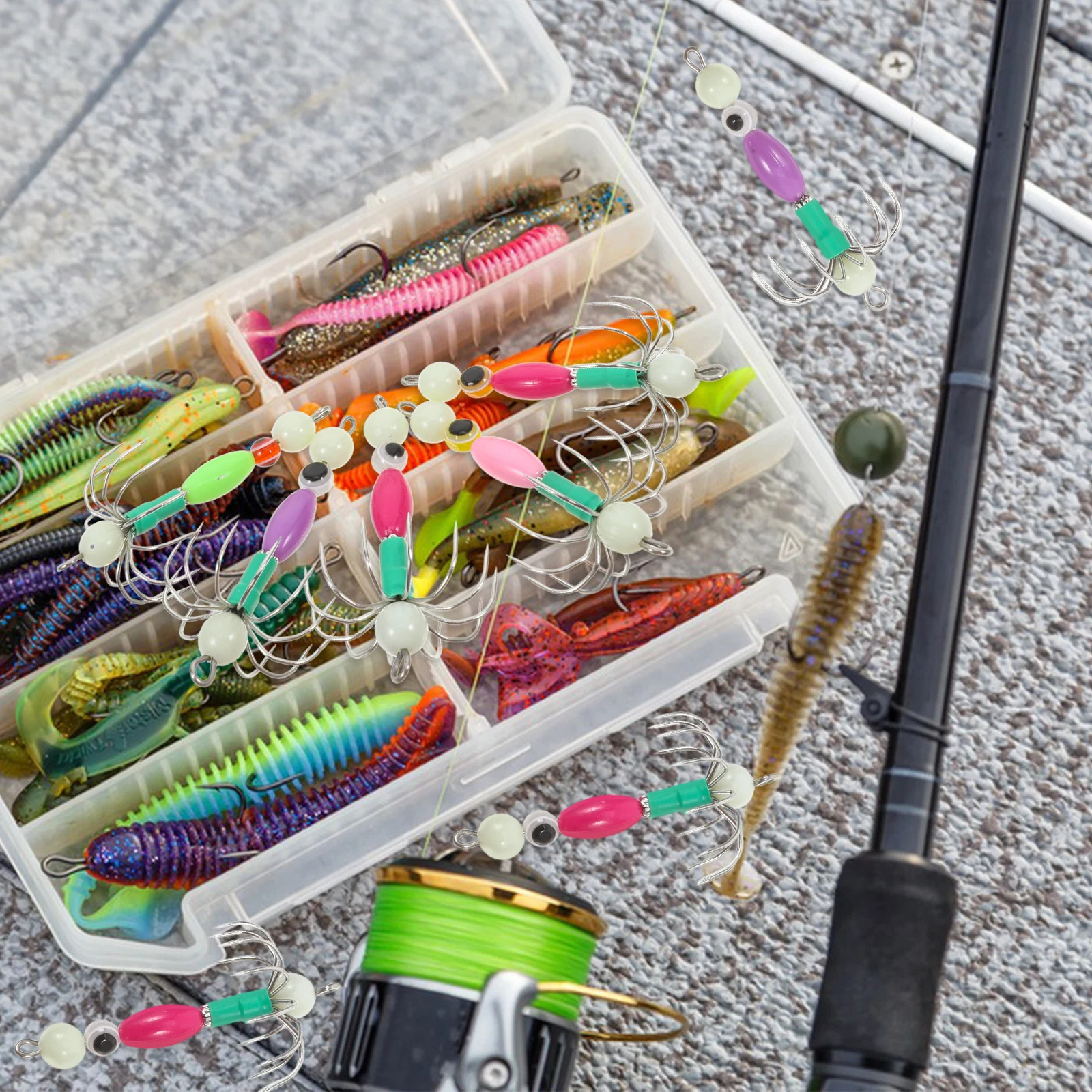 

10Pcs Fishing Hooks Night Glow Bait Cuttlefish Hooks Angling Accessory Octopus Fishing Supply Equipment