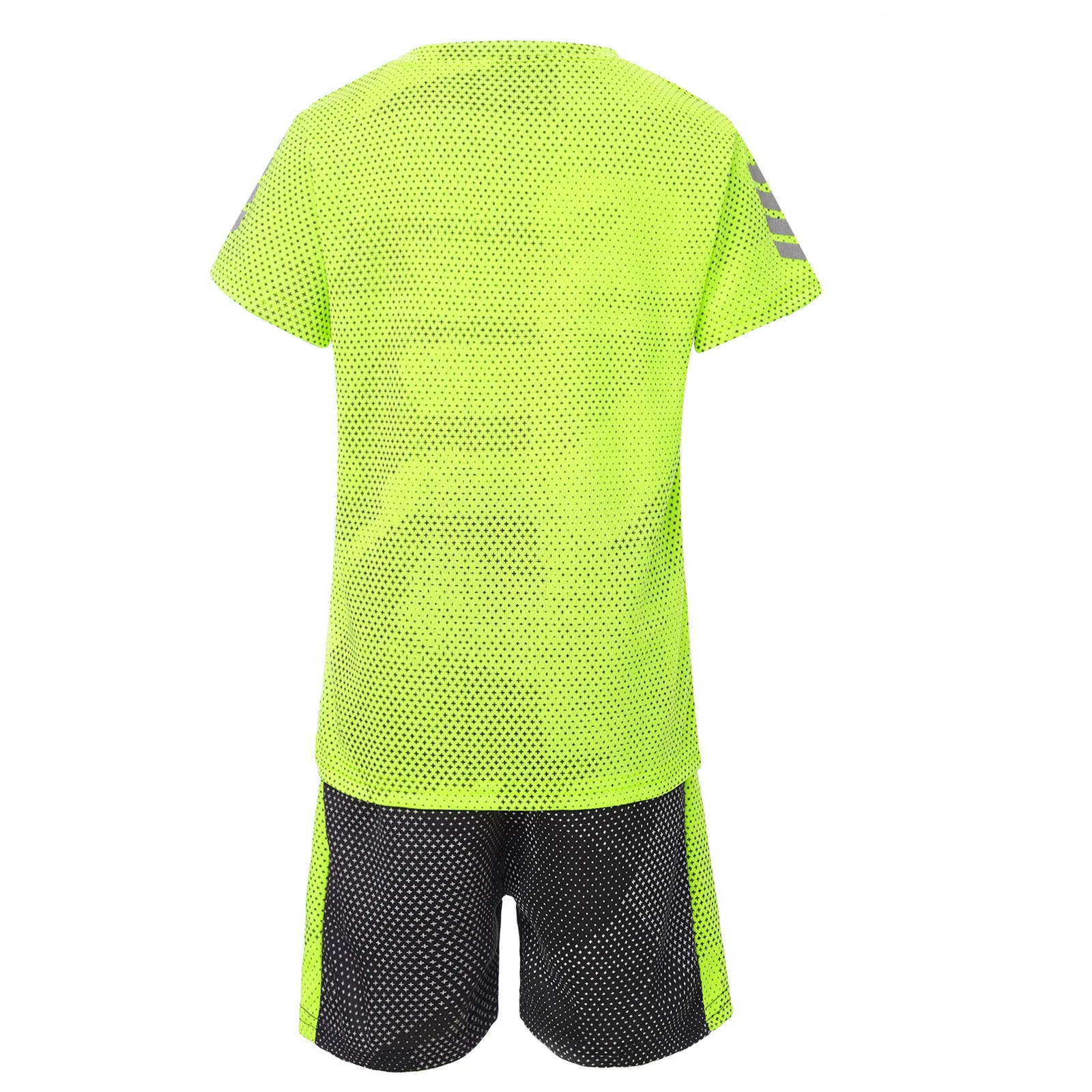 Kids Boys Quickly Dry Breathable Sports Sets Short Sleeve T-shirt with Shorts Football Basketball Training Running Sportswear