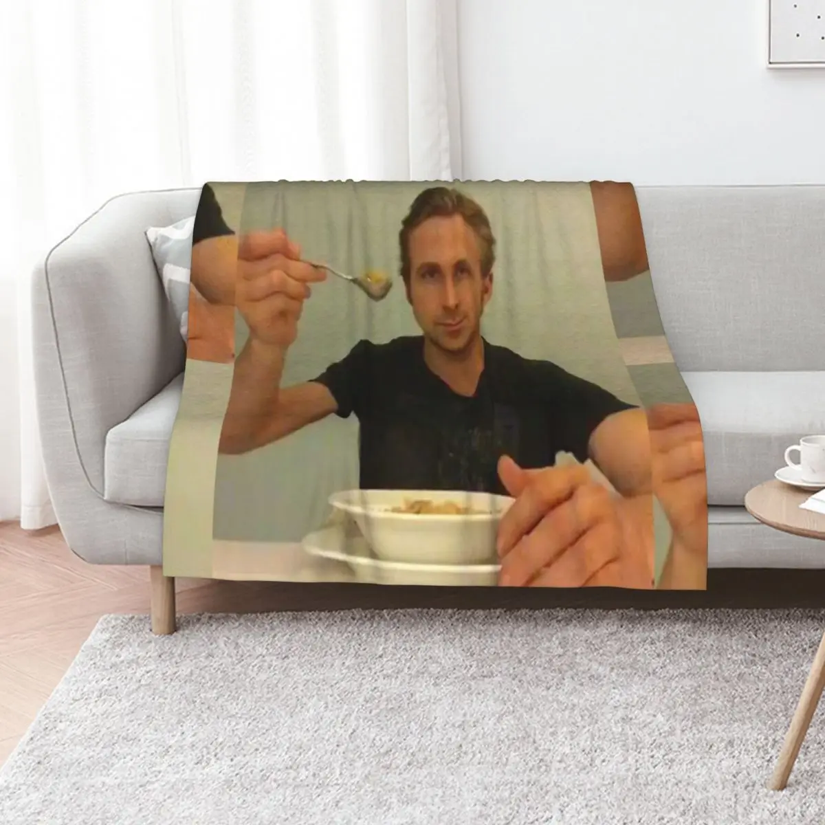 

ryan gosling eats his cereal Throw Blanket bed plaid warm winter Hair Shaggy Blankets