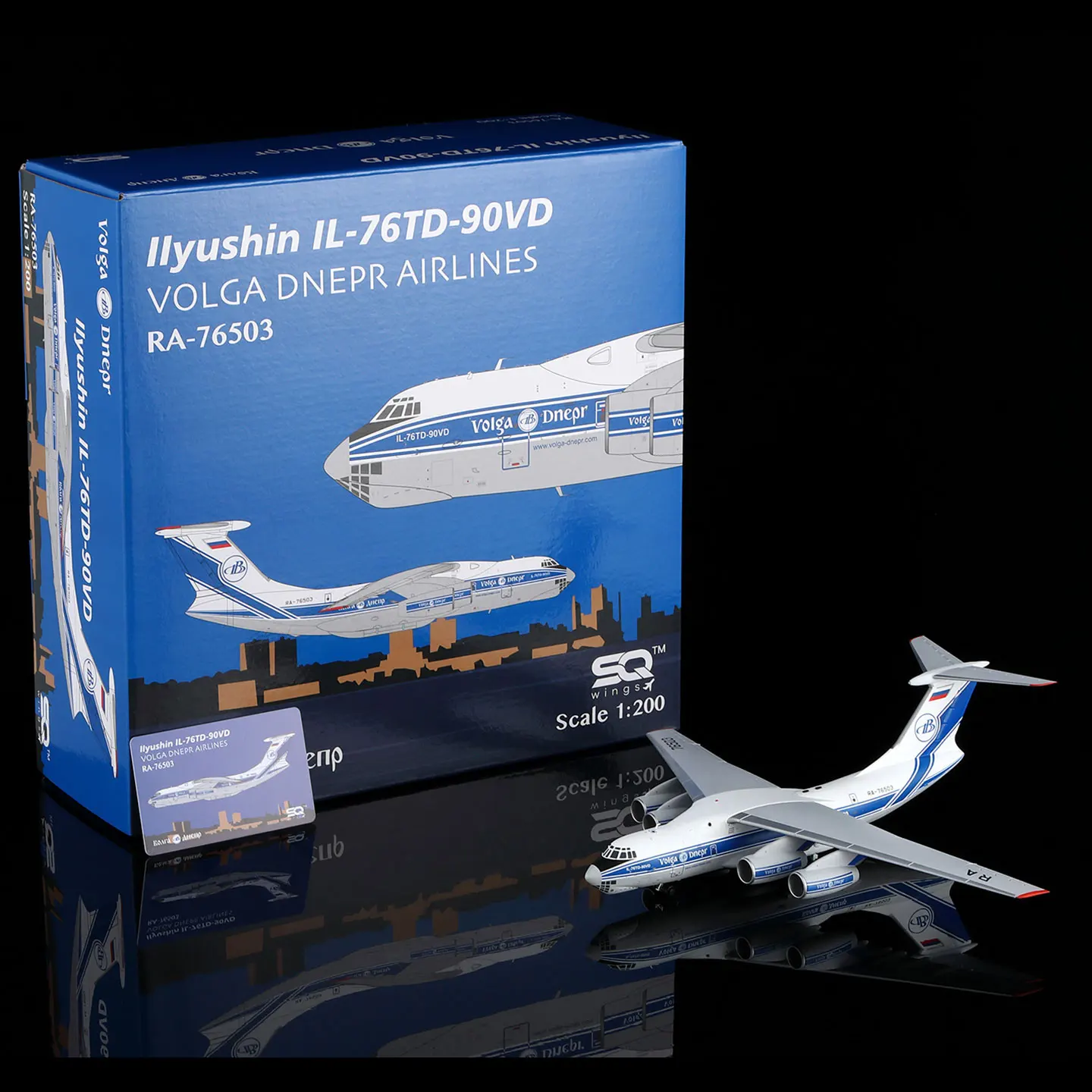 Avion de collection en alliage L2097, ailes SQ 1:200 Volga Dnepr Airlines Ilyushin IL-76, avion moulé sous pression, modèle RA-76503