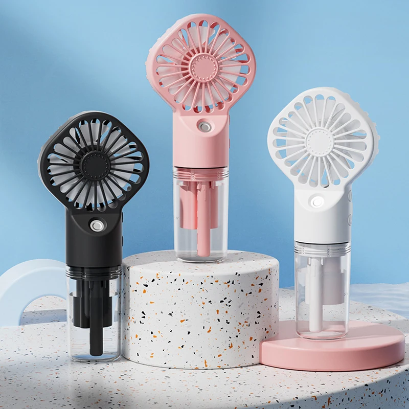 Spray Humidifier Fan Outdoor Mini Handheld Fan USB Rechargeable Fan Portable Ultra-quiet 4 Speed Electric Summer Student Fan