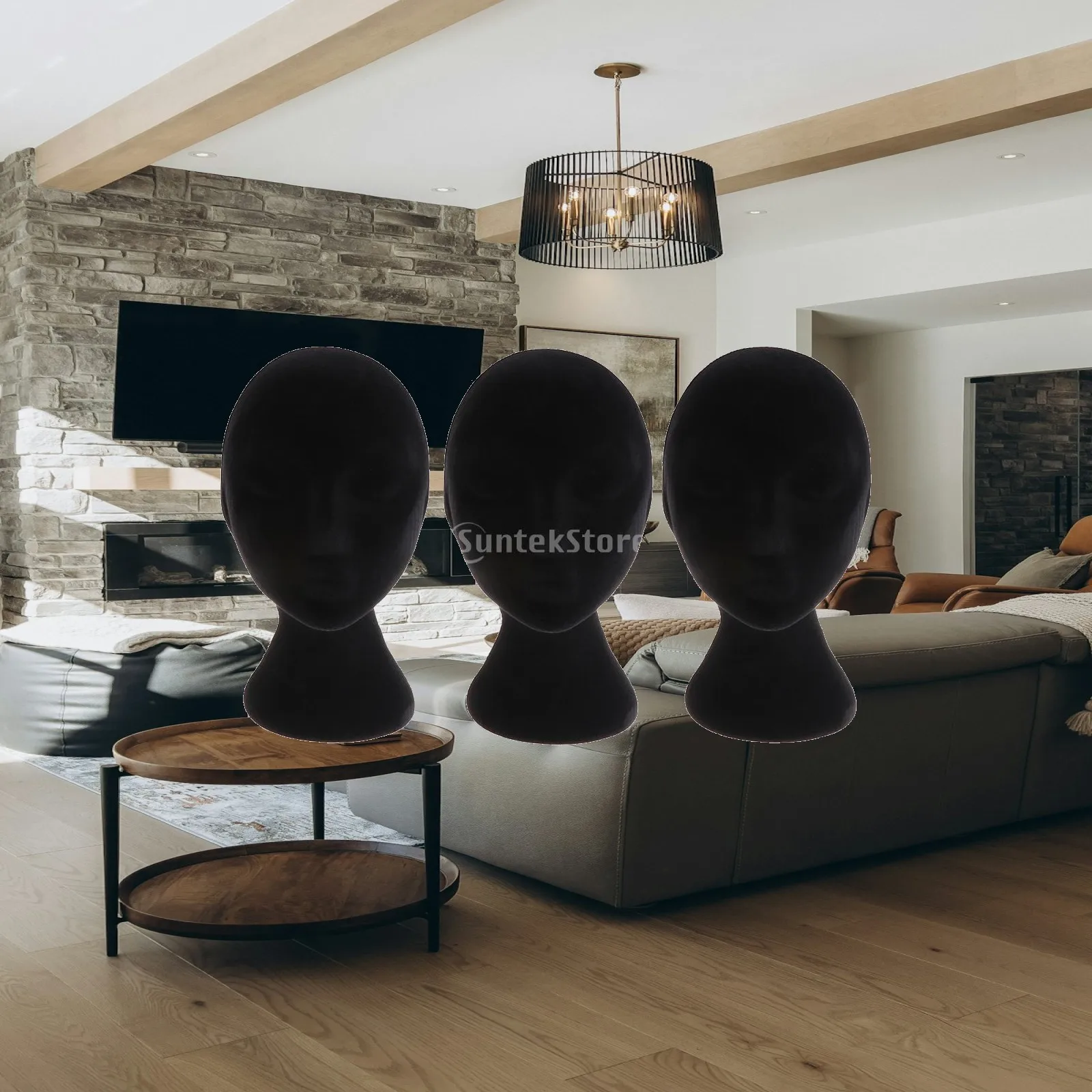 3 Piece Styrofoam Female Mannequin Head Model Display Stand for