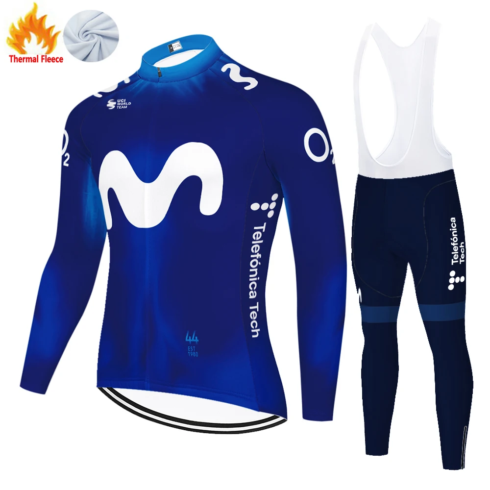 2023 Movistar cycling clothing men winter Long sleeve cycling Jersey MTB breathable Ropa Ciclismo Bicycle winter cycling wear