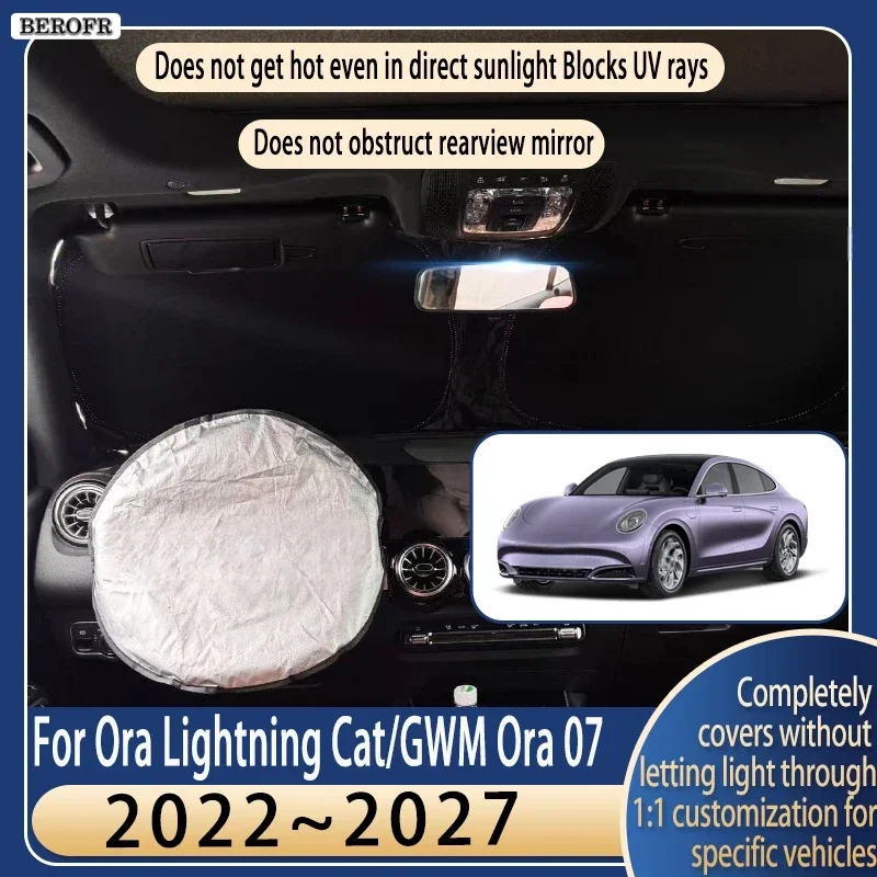 Steering wheel Car Sun Visor For Ora Lightning Cat 2022~2027 Summer Cooling Auto Accessories Front Windshield Sunshade Insulati