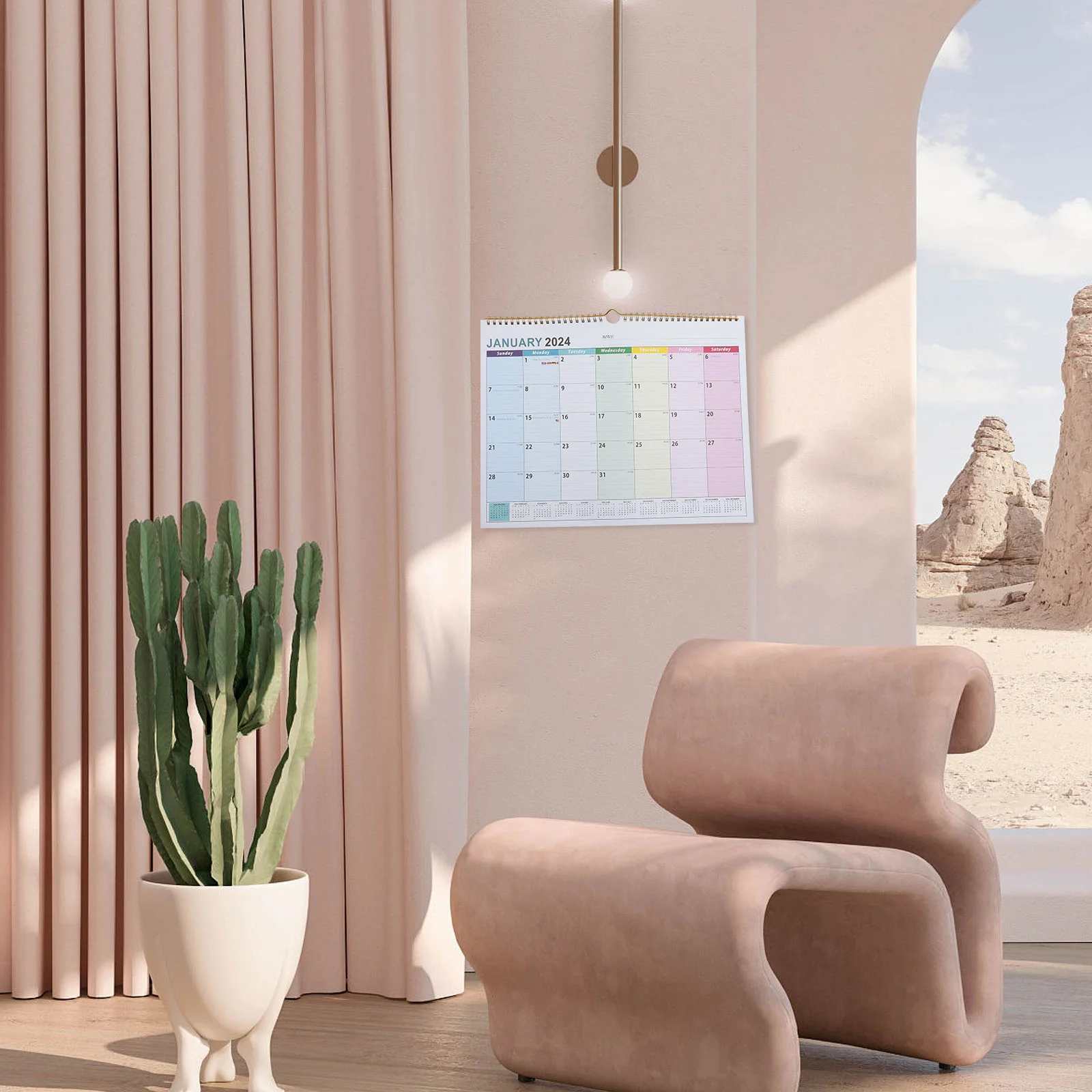 

2024 Wall Calendar July to December English Large Calendars Noting Hanging Paper