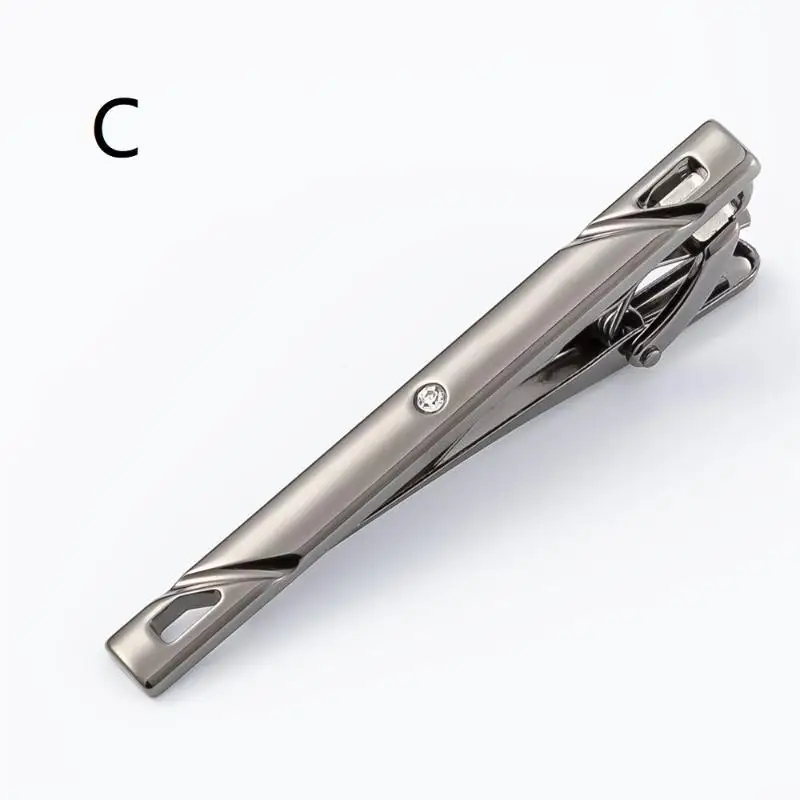 Rust-Proof Alloy Tie Clip and Cufflinks Set Rhinestone Decor Polished Finish for Men Black Tie Dinner Formal Events