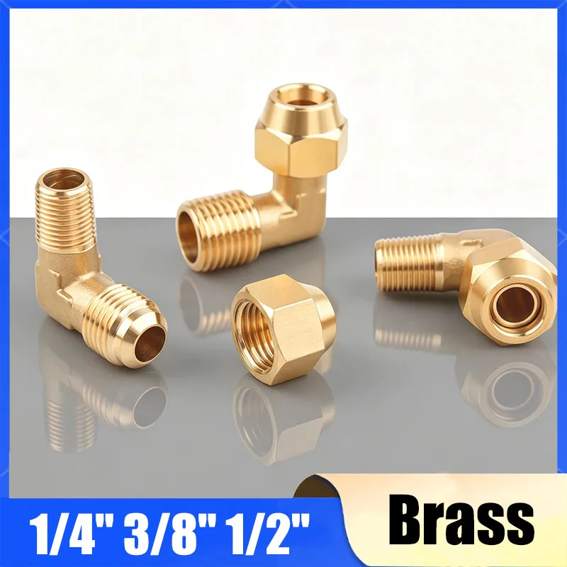 1/2/5Pcs Brass Elbow Flaring Fittings Connector Pipe 6/8/10mm To 1/4